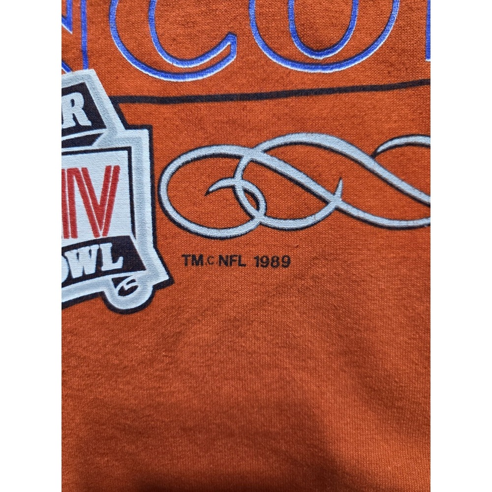 Vintage 1989 Denver Broncos AFC Champions Tee Size Large Logo 7 USA Orange Rare - Picture 2 of 8